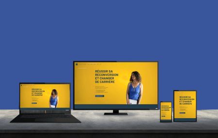 Aperçu du site Transition Gagnante sur ordinateur, tablette et smartphone : un tunnel de vente optimisé pour le coaching.